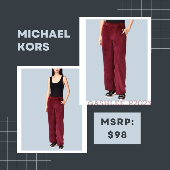 Michael Kors Pants - Michael Kors Burgundy Velour straight leg pants new with tags $98 retail